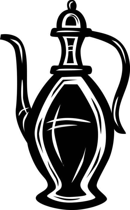 Vector Illustration of Teapot with Spout and Handle Serves Freshly Steeped Tea Leaves