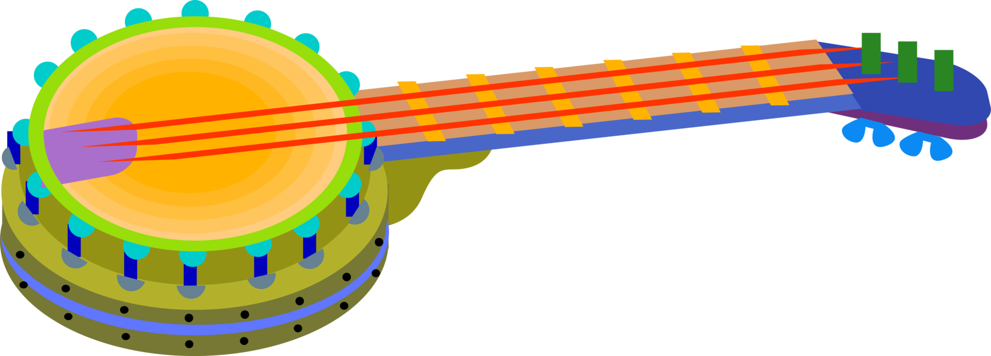 Vector Illustration of Banjo Stringed Musical Instrument Associated with Country, Folk, Irish Traditional and Bluegrass music