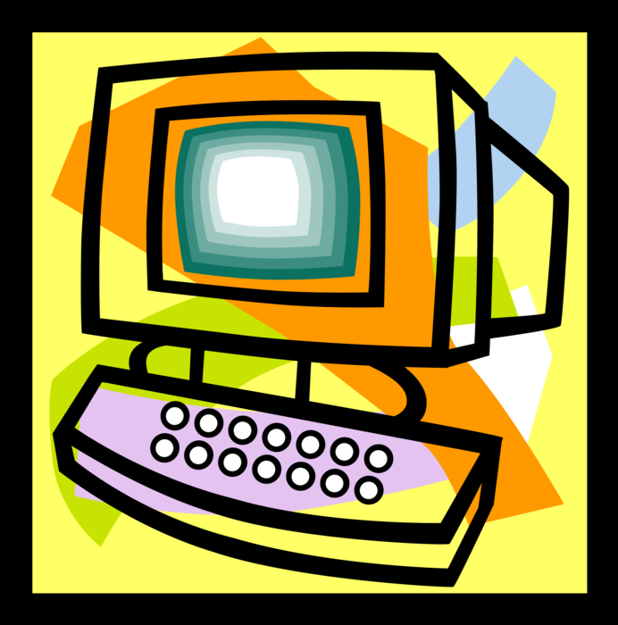 Vector Illustration of Office and Home Computing Desktop Computer