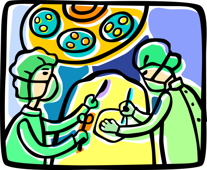 Vector Illustration of Doctor Physicians in Operating Room Surgery