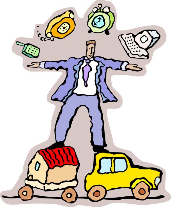 Vector Illustration of Businessman Juggling Pressures of Work