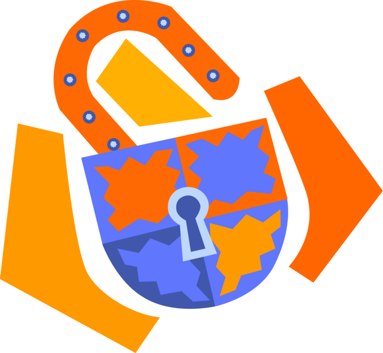 Vector Illustration of Security Key Padlock Lock
