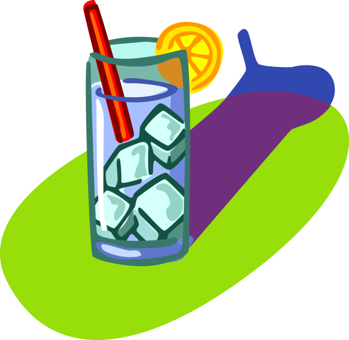 Vector Illustration of High Ball Alcohol Beverage Cocktail Drink