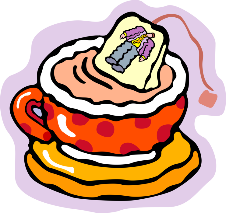 Vector Illustration of Businessman Tea Bag in Cup of Tea