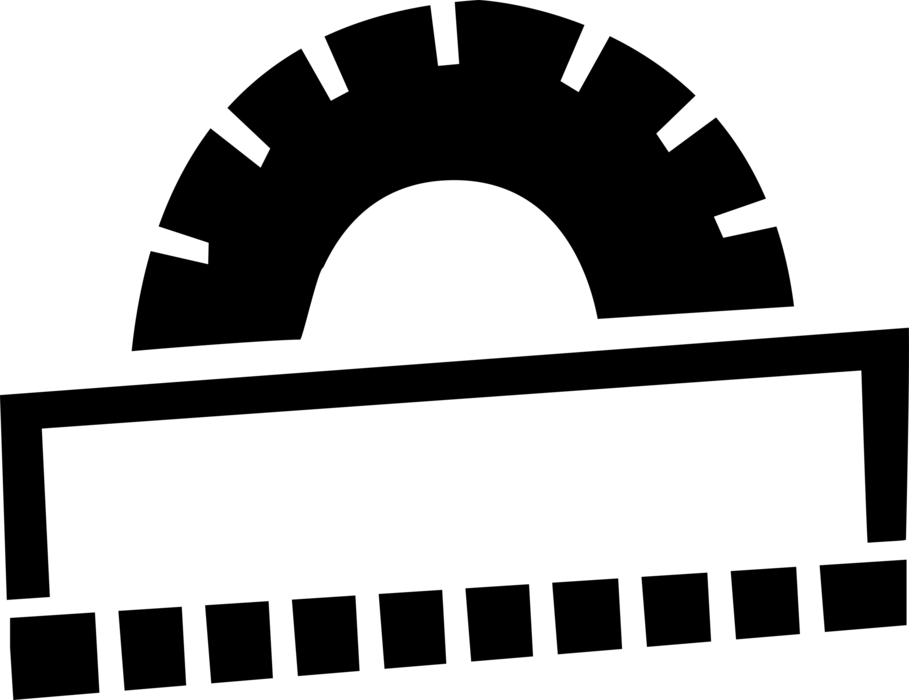 Vector Illustration of Geometry Protractor Measurement Instrument for Measuring Angles in Degrees