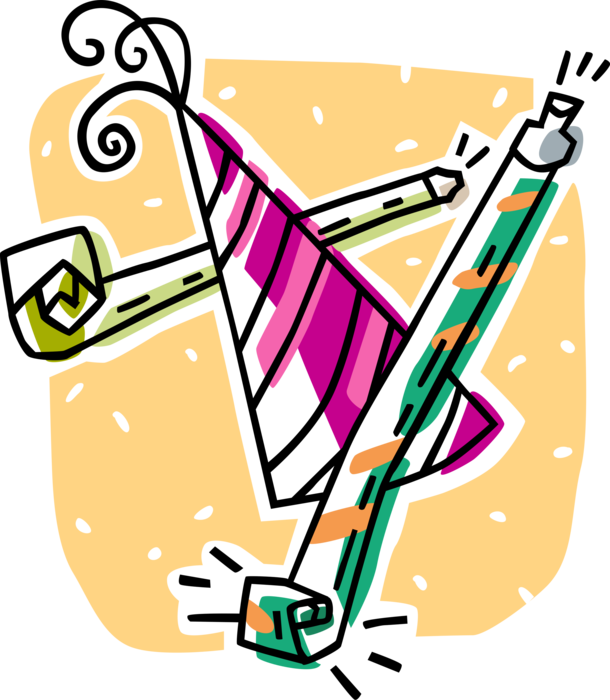 Vector Illustration of Party Hat and Noisemakers