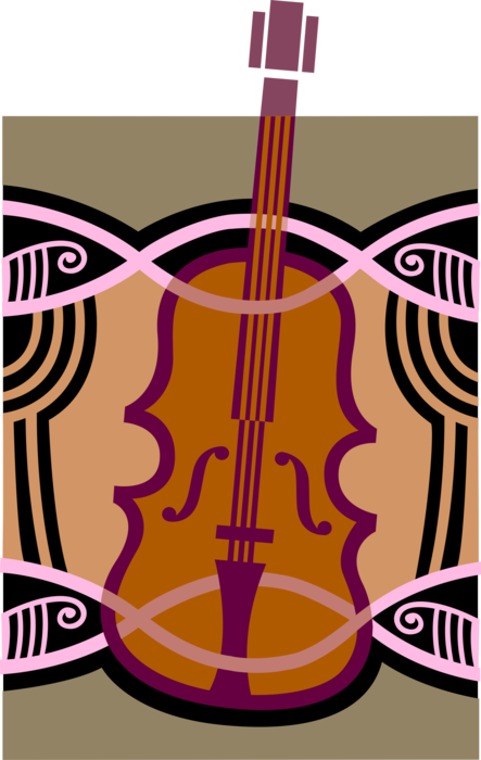 Vector Illustration of Cello Bowed String Musical Instrument