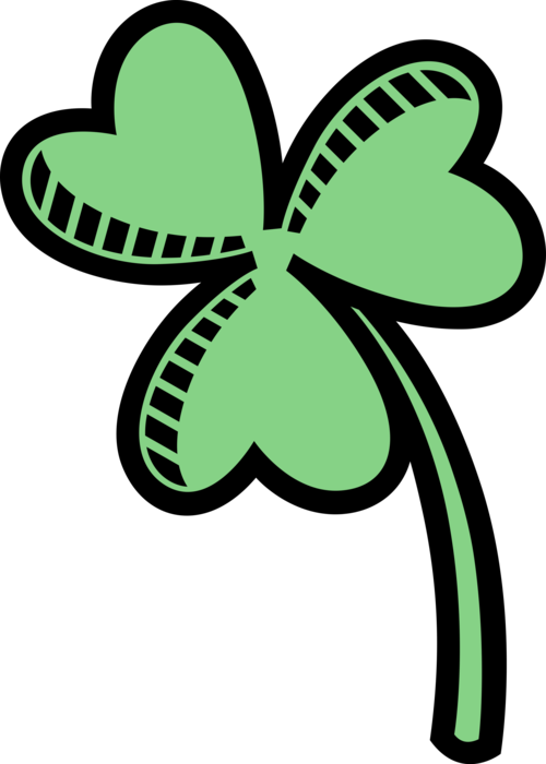 Vector Illustration of St Patrick's Day Four-Leaf Clover Irish Shamrock Brings, Faith, Hope, Love, and Good Luck