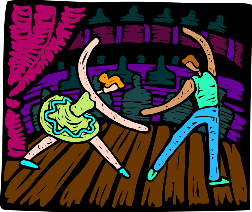 Vector Illustration of A Day at the Ballet with Ballerina and Male Ballet Dancer
