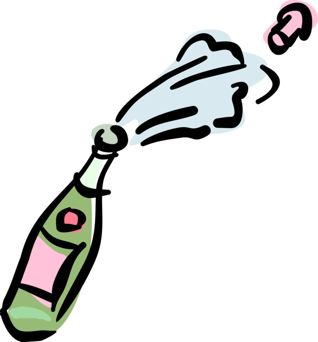 Vector Illustration of Champagne Carbonated Sparkling Wine Alcohol Beverage from the Champagne Region of France 