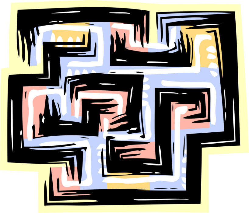 Vector Illustration of Maze Labyrinth with Walls and Passageways Embellishment