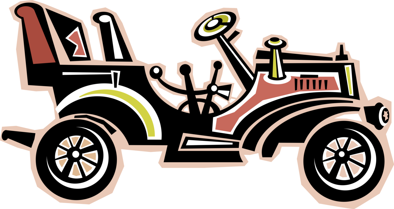 Vector Illustration of Antique Vintage Automobile Motor Vehicle Car