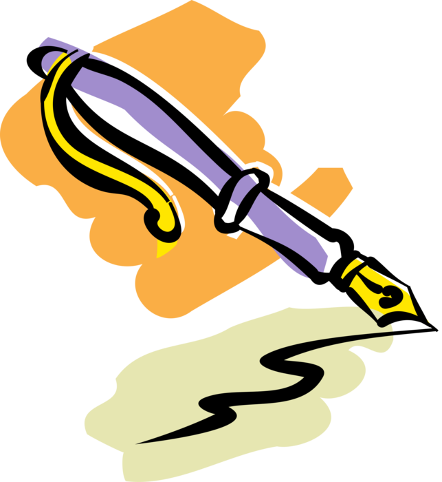 Vector Illustration of Fountain Pen Writing Instrument