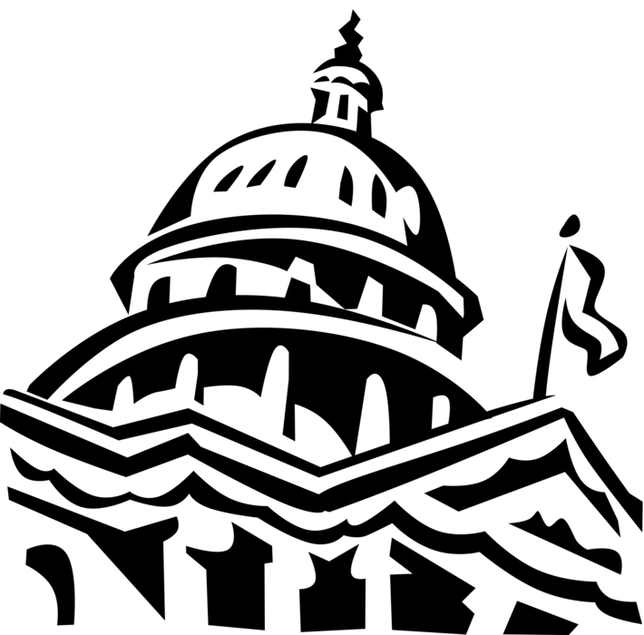 Vector Illustration of United States Capitol Seat of Government Congress Washington, District of Columbia
