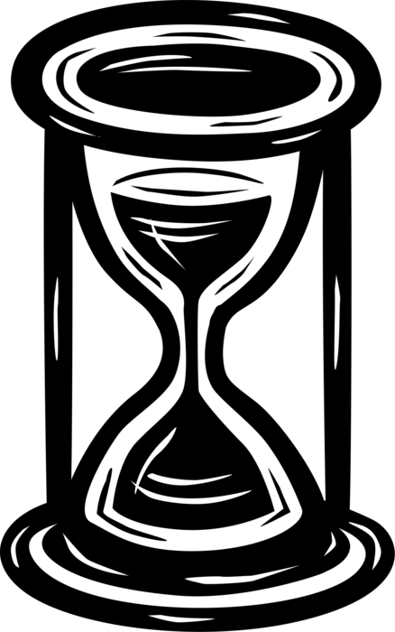 Vector Illustration of Hourglass or Sandglass, Sand Timer, or Sand Clock Measures Passage of Time