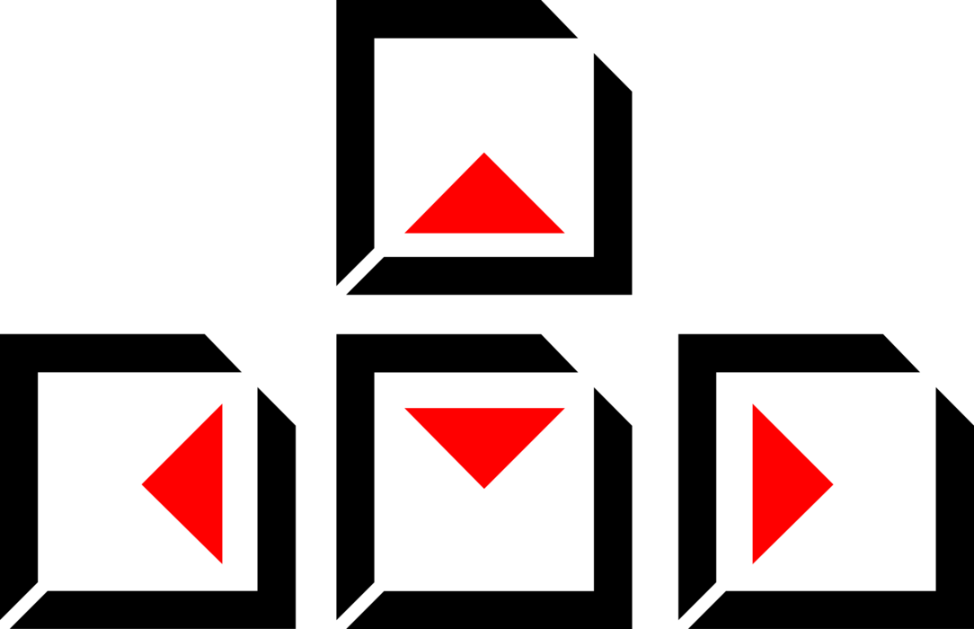 Vector Illustration of Computer Keyboard Directional Arrow Keys, Left, Right, Up, Down