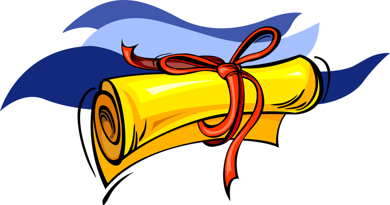 Vector Illustration of Graduation Diploma Degree or Certificate with Ribbon