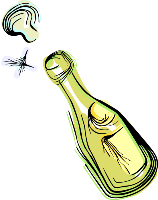 Vector Illustration of Champagne Carbonated Sparkling Wine Alcohol Beverage from the Champagne Region of France 