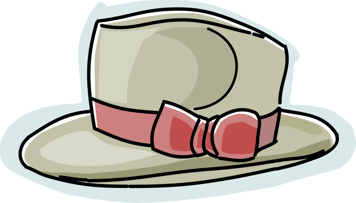 Vector Illustration of Fedora Wide Brim Hat with Indented Crown