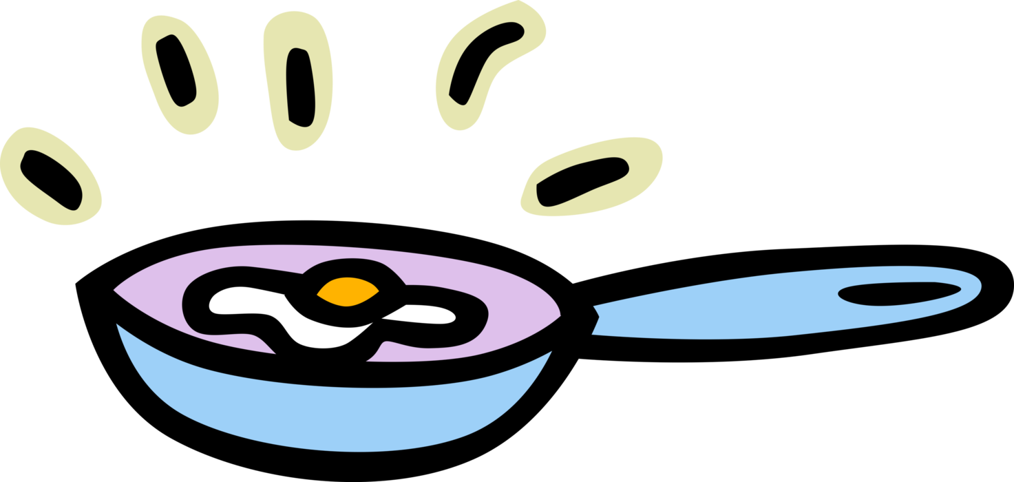 Vector Illustration of Frying Pan or Skillet with Breakfast Fried Egg