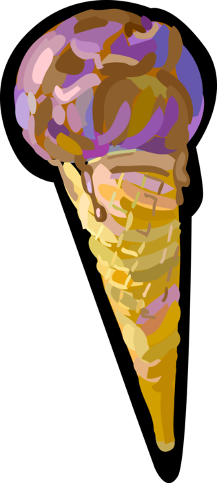 Vector Illustration of Chocolate Ice Cream Cone Food Snack or Dessert