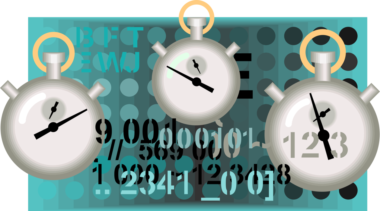 Vector Illustration of Stopwatch Handheld Timepieces Measure Elapsed Time