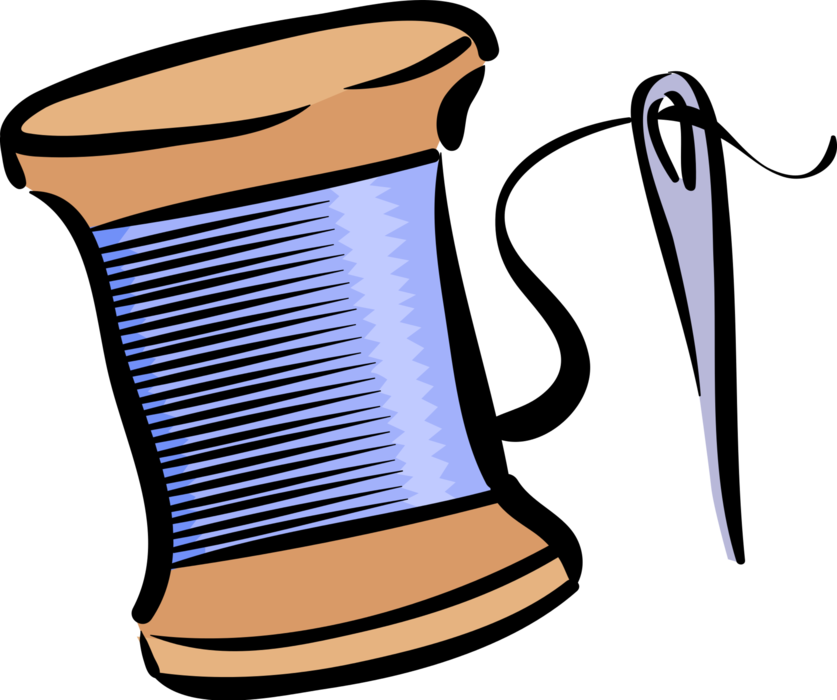 Vector Illustration of Sewing Needle and Thread Spool