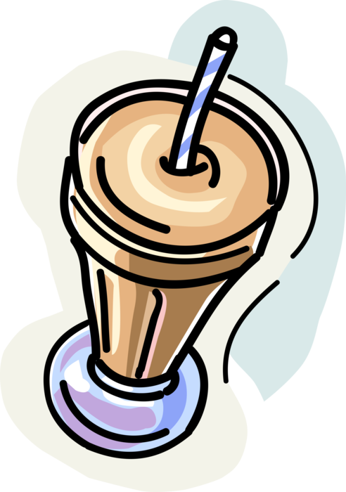 Vector Illustration of Chocolate Milkshake Dairy Drink with Straw