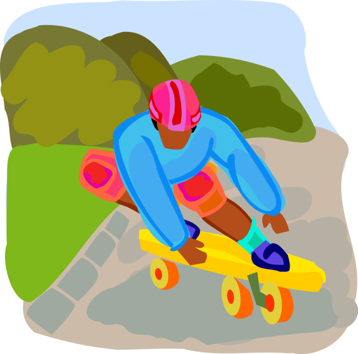 Vector Illustration of Skateboarder on Skateboard Performs Stunts Skateboarding