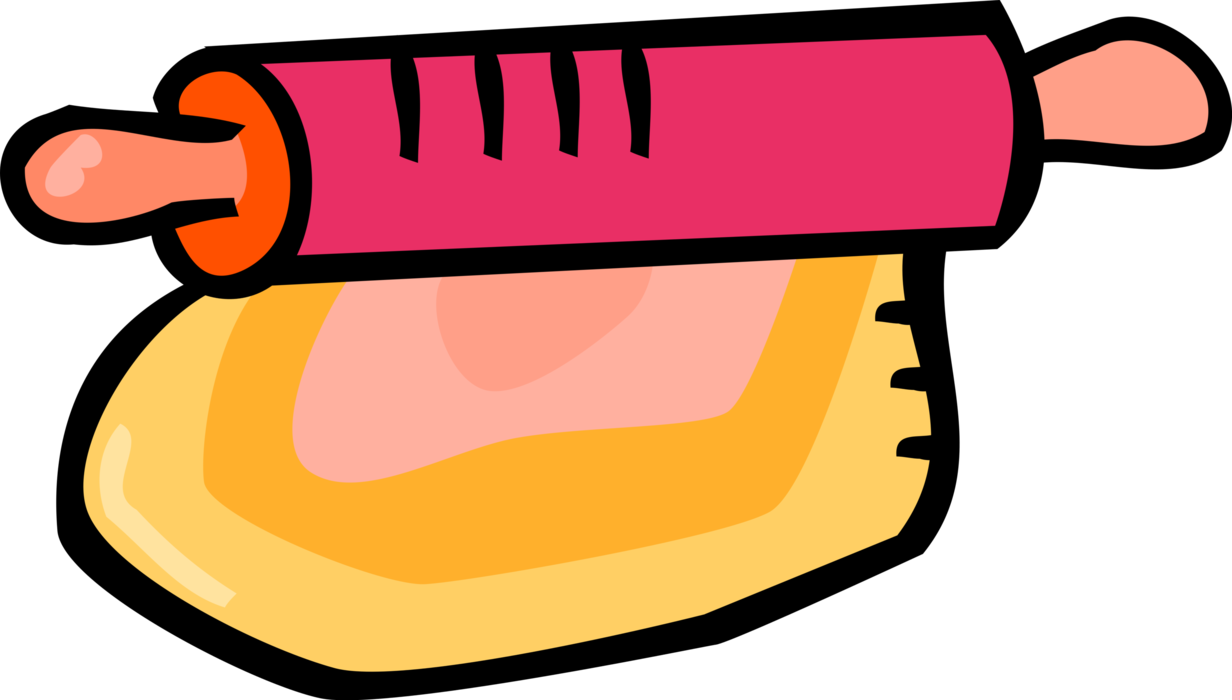 Vector Illustration of Baker's Baking Dough with Rolling Pin
