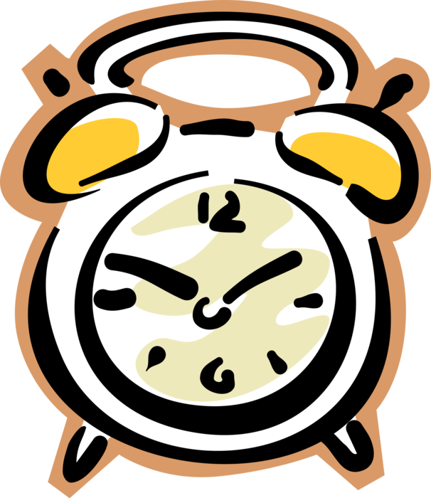 Vector Illustration of Alarm Clock Ringing Its Morning Wake-Up Call