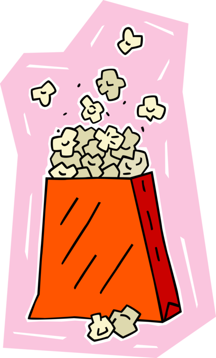 Vector Illustration of Popping Corn Popcorn Snack Food Eaten in Movie Theater or Theatre