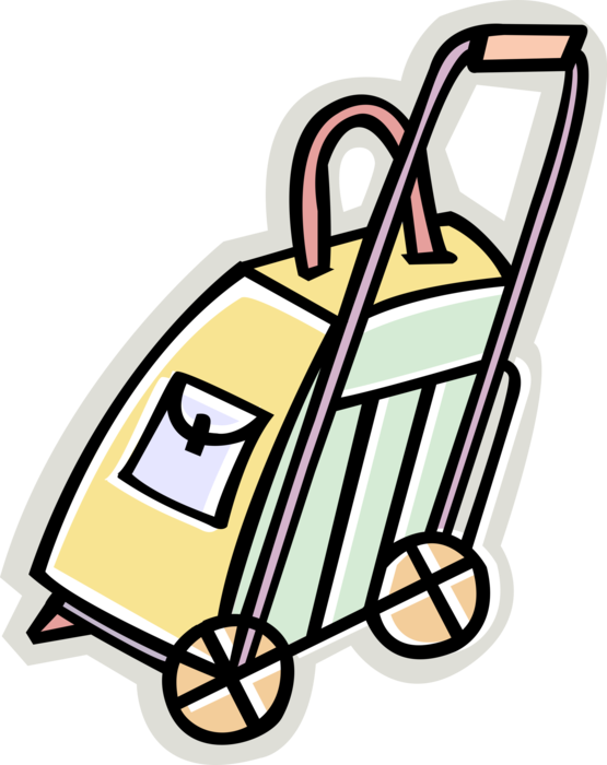 Vector Illustration of Travel Luggage Dolly or Handcart with Suitcase