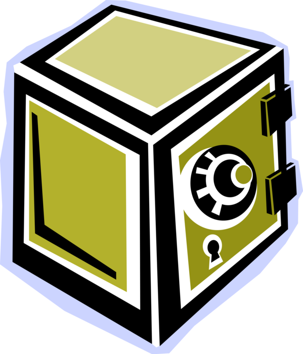 Vector Illustration of Safe Strongbox or Coffer is Secure Lockable Box for Valuables Against Theft