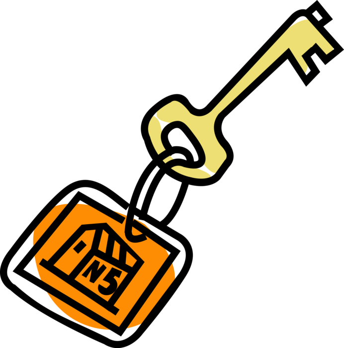 Vector Illustration of Security Key Unlocks Padlock Lock Mechanical Security Fastening Device