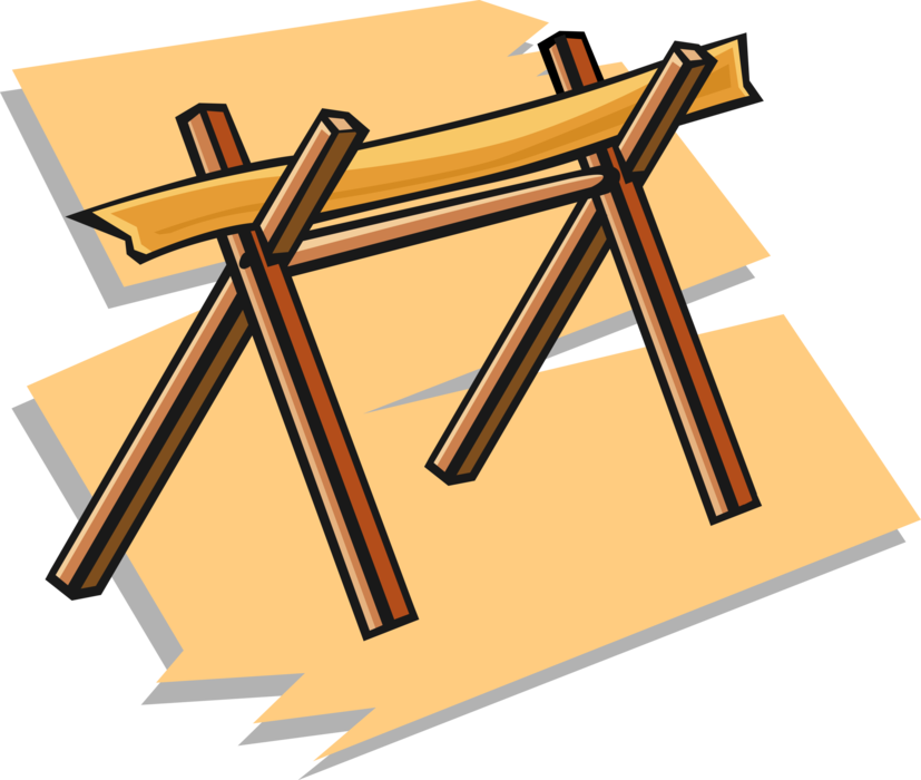 Vector Illustration of Woodworking and Carpentry Wooden Saw Horse