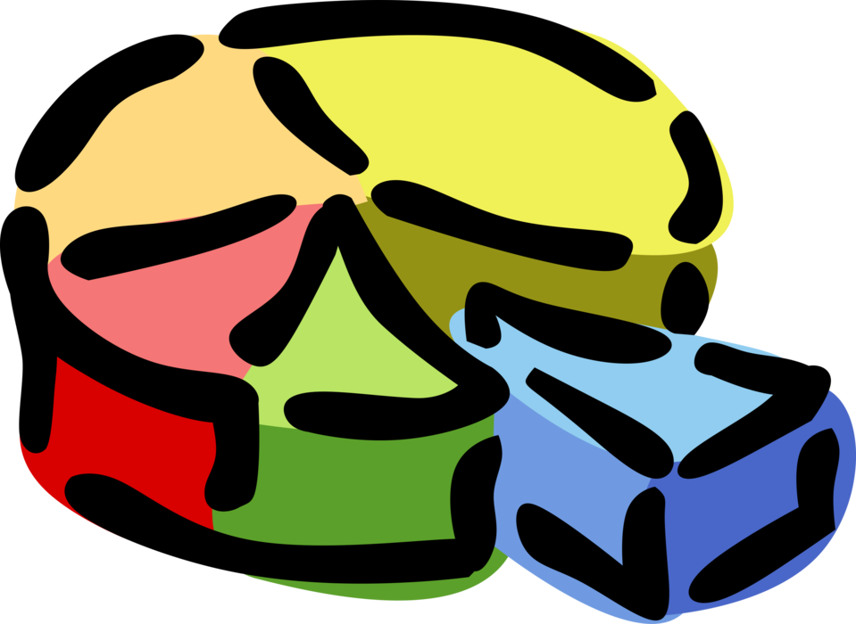 Vector Illustration of Pie Chart Statistical Infographic Divided into Slices to Illustrate Numerical Proportion
