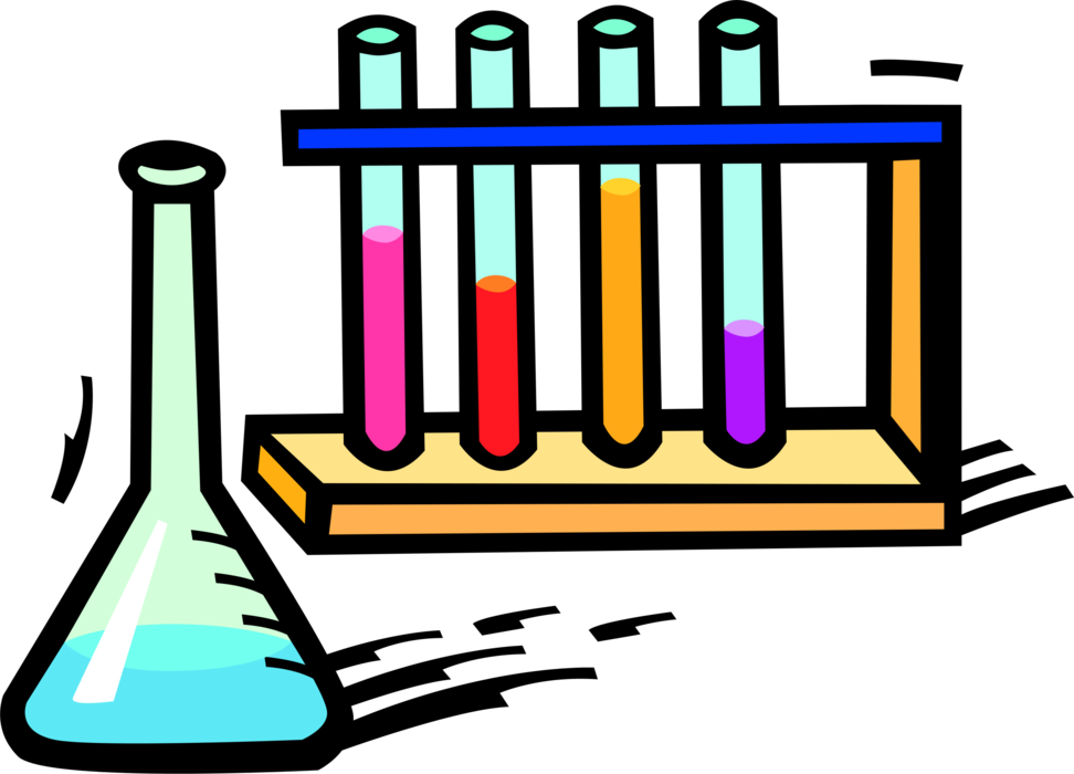 Vector Illustration of Science Laboratory Glassware Beaker and Test Tubes used in Scientific Experiments