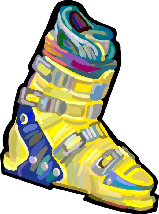 Vector Illustration of Alpine Downhill Skiing Equipment Ski Boot