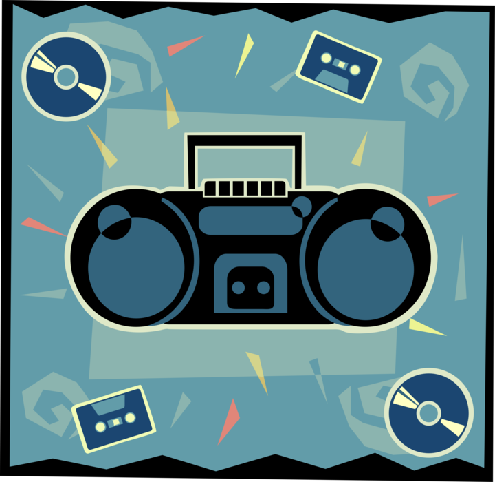 Vector Illustration of Personal Ghetto Blaster Stereo Sound System