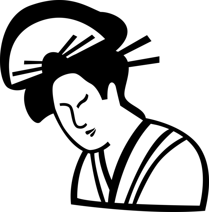 Vector Illustration of Japanese Traditional Culture Geisha 
