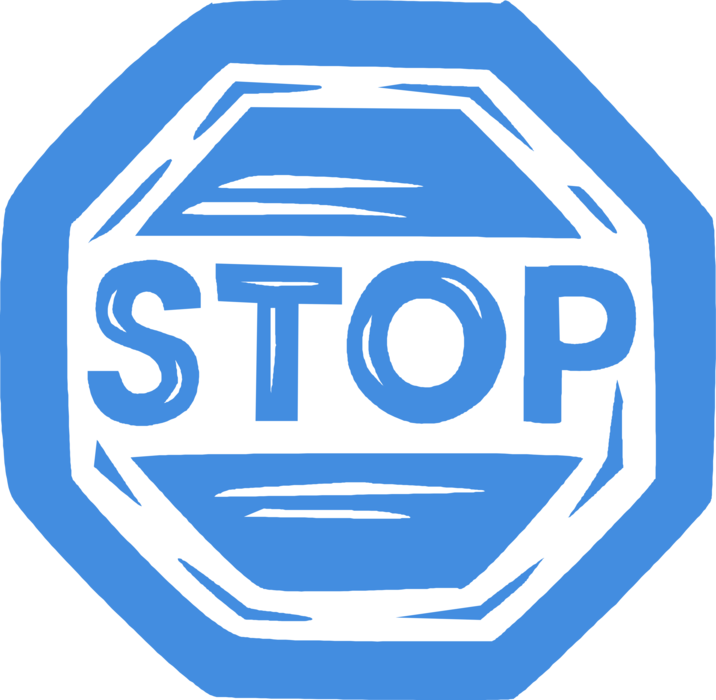 Vector Illustration of Traffic Stop Sign Notifies Motorist Drivers They Must Stop Before Proceeding