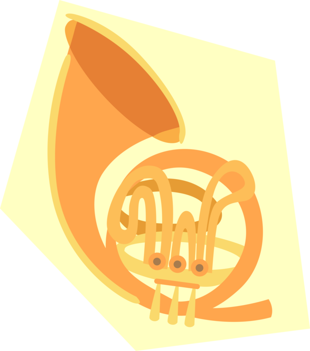 Vector Illustration of French Horn Brass Musical Instrument