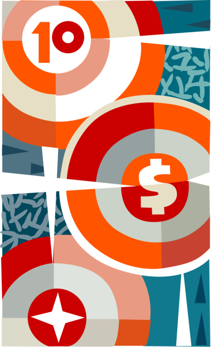 Vector Illustration of Bullseye or Bull's-Eye Targets with Dollar Sign