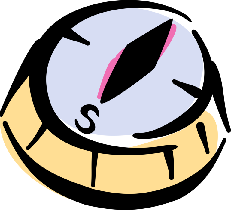 Vector Illustration of Magnetic Compass for Navigation and Finding Direction Points to "Magnetic North"