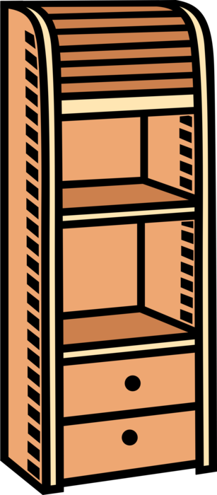Vector Illustration of Shelf with Drawers Furniture