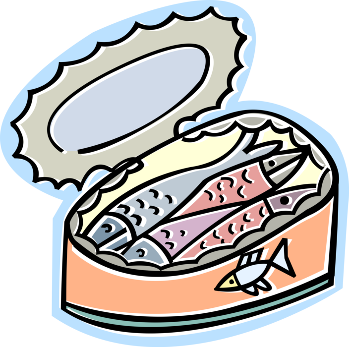 Vector Illustration of Tin of Oily Fish Herring Family Sardines