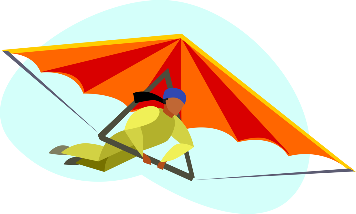 Vector Illustration of Recreational Hang Glider Air Sport Hang Gliding 