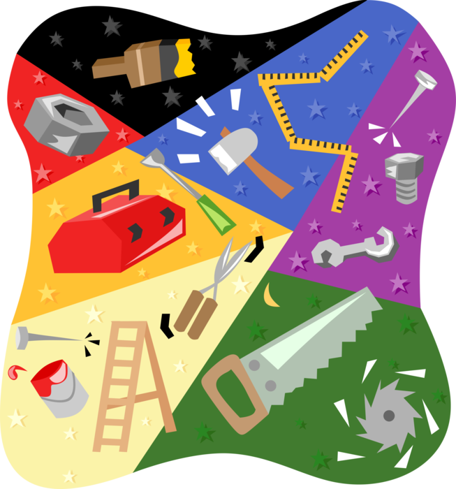 Vector Illustration of Assorted Woodworking and Carpentry Tools
