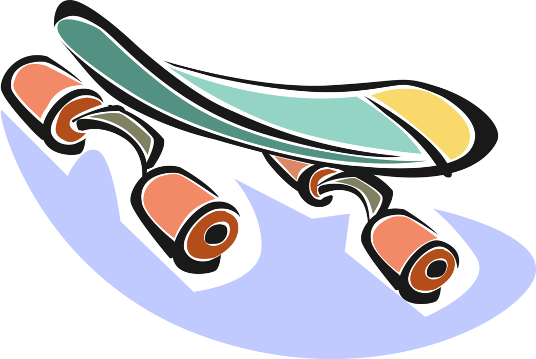 Vector Illustration of Sports Equipment Skateboard on Wheels